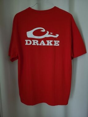 Drake Waterfowl Red Short Sleeve Tee with White Logo XL
